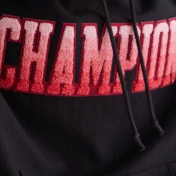 NEW UO Champion Gradient Collegiate Logo Black Hoodie Sweatshirt M Medium - Picture 3 of 4